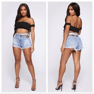 NEW Fashion Nova Fun Sized Denim Shorts in Medium Blue Wash